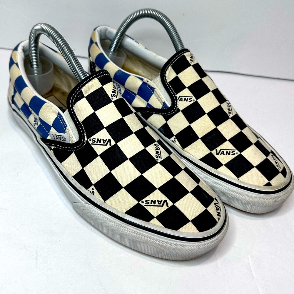 UsedVans Black and White Checkerboard Slip-On Sneakers